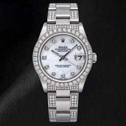 Rolex Datejust 78240 31mm White Mother of Pearl Diamond Dial Stainless Steel Watch