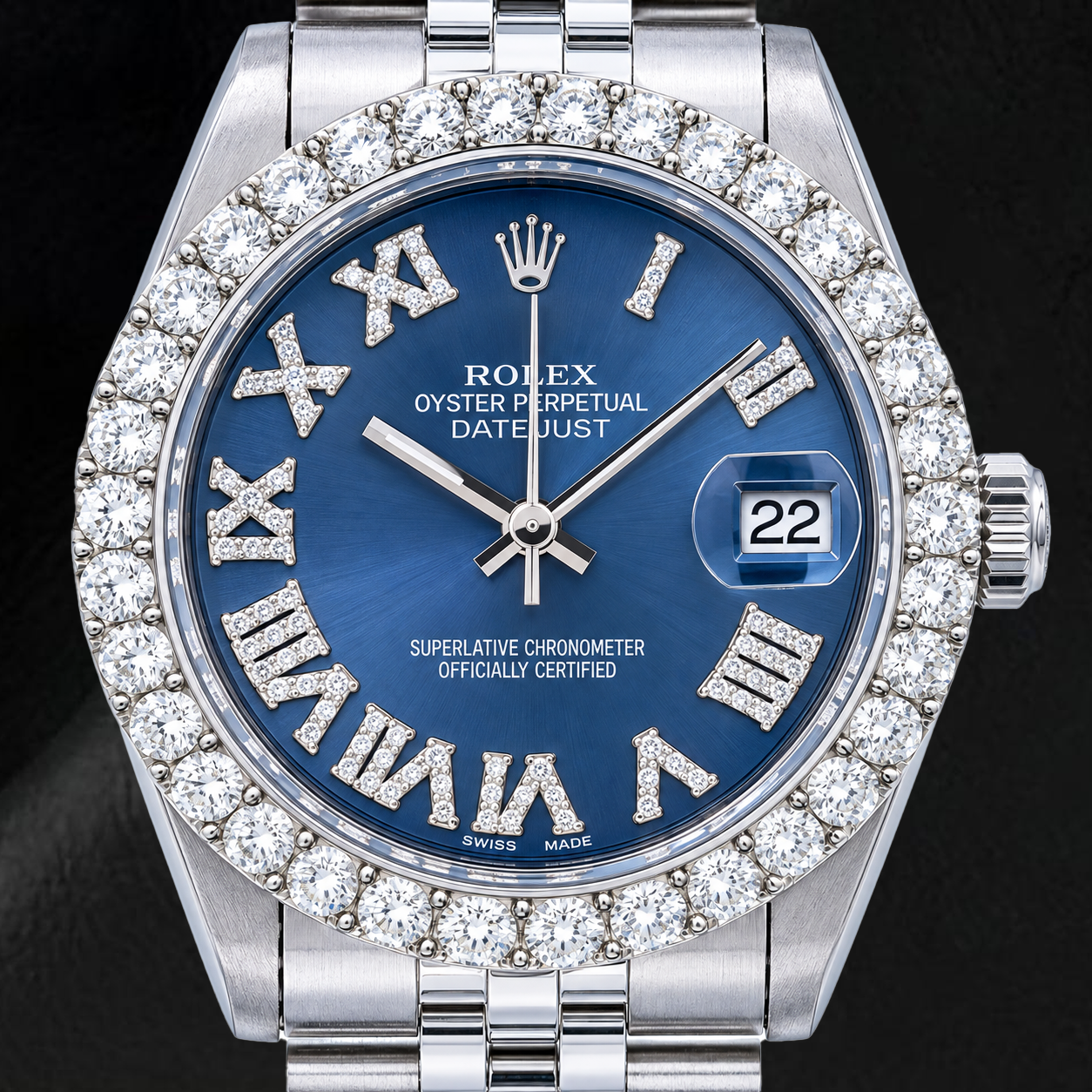 Rolex Datejust 78274 31mm Blue Roman Diamond Dial Stainless Steel Jubilee Bracelet
