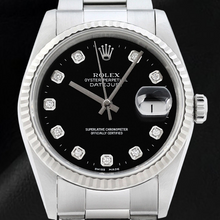 Rolex Datejust Black Diamond Dial Watch Stainless Steel Oyster Bracelet