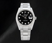Rolex Datejust Black Diamond Dial Watch Stainless Steel Oyster Bracelet