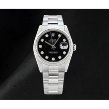 Rolex Datejust Black Diamond Dial Watch Stainless Steel Oyster Bracelet