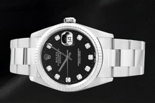 Rolex Datejust Black Diamond Dial Watch Stainless Steel Oyster Bracelet