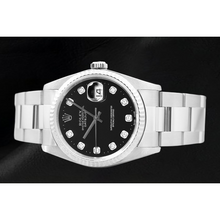 Rolex Datejust Black Diamond Dial Watch Stainless Steel Oyster Bracelet