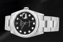 Rolex Datejust Black Diamond Dial Watch Stainless Steel Oyster Bracelet