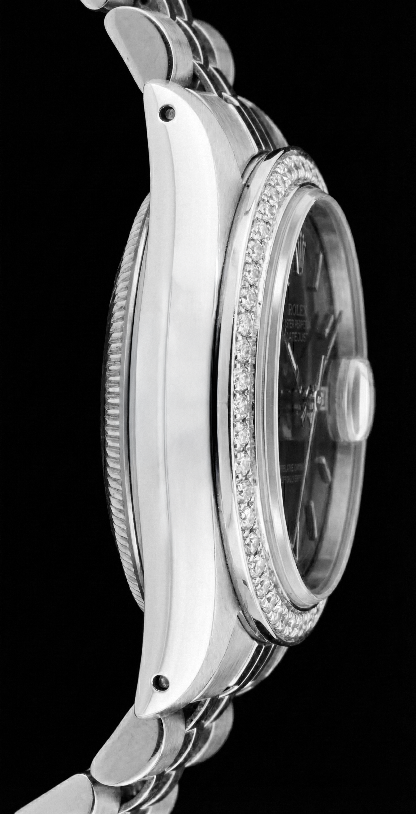 Rolex Datejust Black Stick Dial Lady Watch Ss Jubilee Bracelet