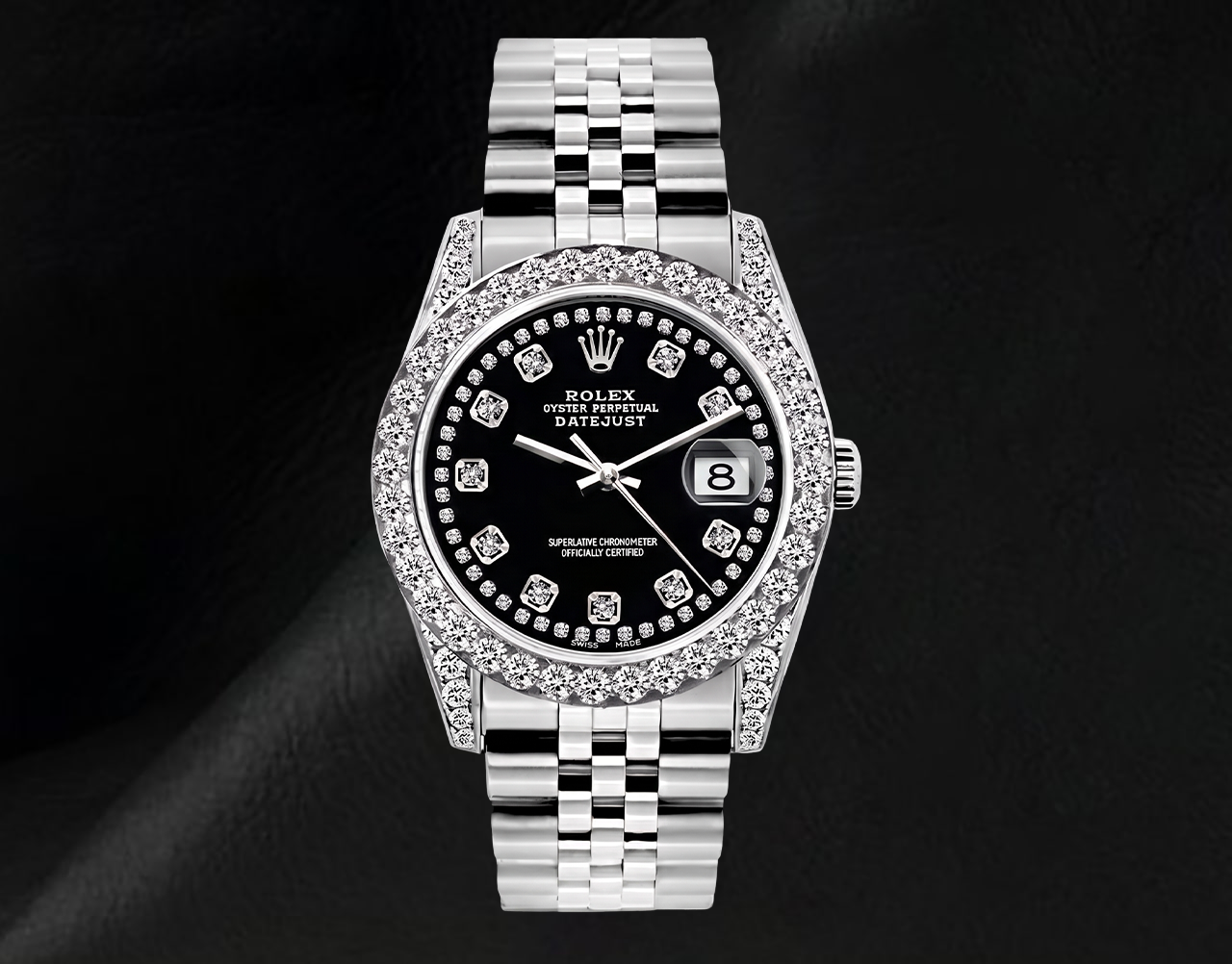Rolex Datejust Black String Diamond Dial 26mm Stainless Steel 6916 Watch