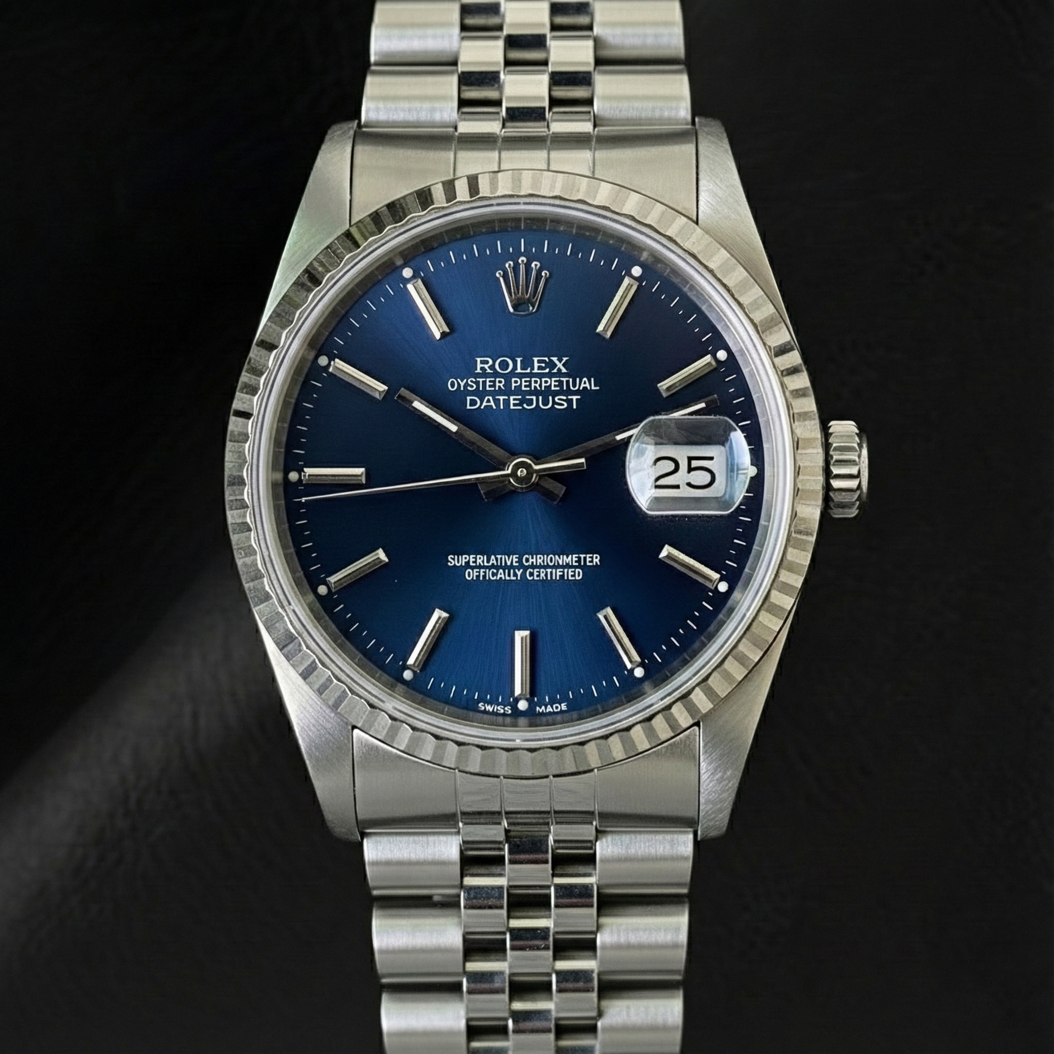 Rolex Datejust Blue Stick Dial 36 mm Stainless Steel Watch