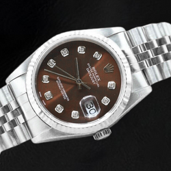 Rolex Datejust Chocolate Diamond Dial Stainless Steel Watch