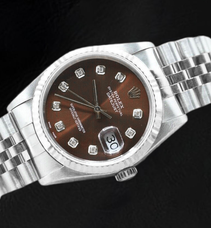 Rolex Datejust Chocolate Diamond Dial Stainless Steel Watch