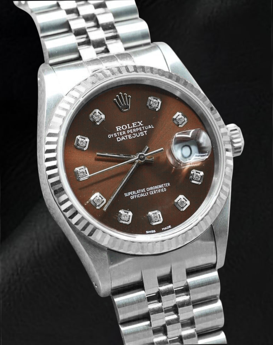 Rolex Datejust Chocolate Diamond Dial Stainless Steel Watch