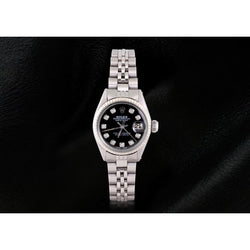 Rolex Datejust Natural Earth Mined Diamond Dial Fluted Bezel Ladies Watch Ss Jubilee