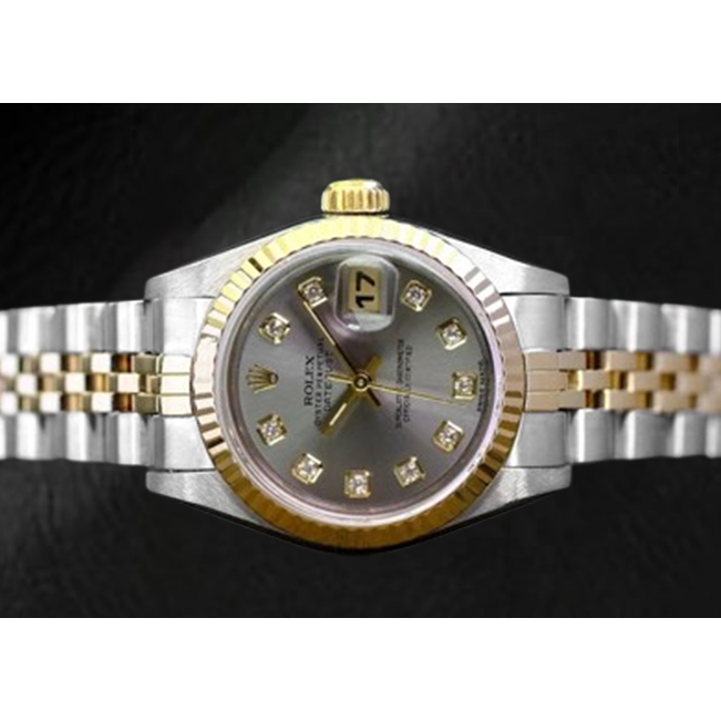 Rolex Datejust Gray Diamond Dial 26 mm Two Tone Ladies Watch
