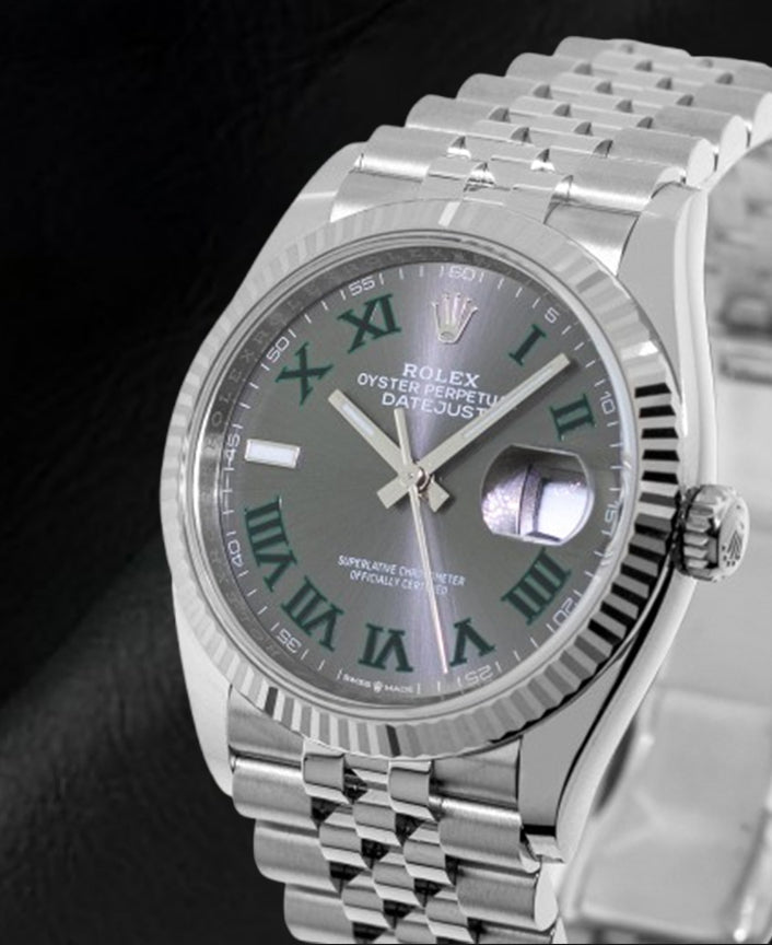 Rolex Datejust Grey Wimbledon Roman Dial 36 mm Stainelss Steel Watch