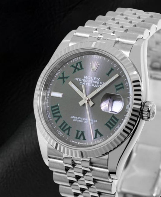 Rolex Datejust Grey Wimbledon Roman Dial 36 mm Stainelss Steel Watch