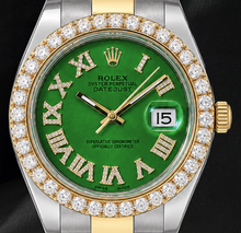 Rolex Datejust II 41mm 116333 Green Roman Diamond Dial Two Tone Watch