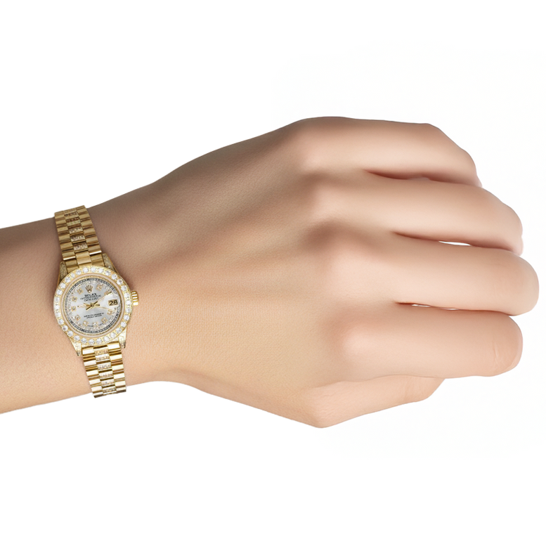 Rolex Datejust Iced Out Natural Earth Mined Diamond Lady Watch Yellow Gold Bracelet P2
