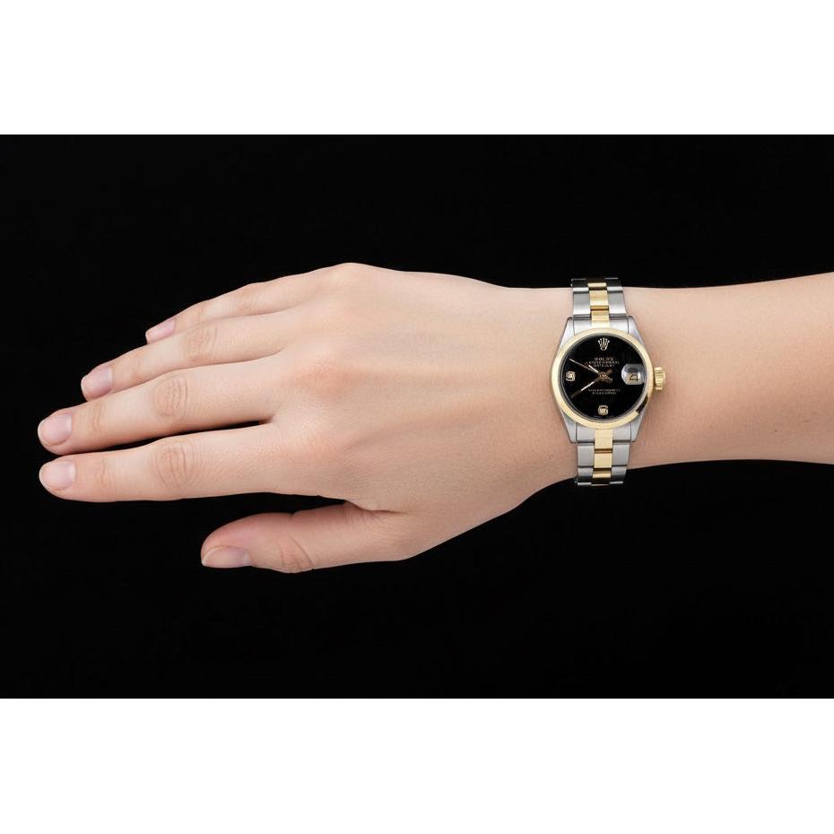 Rolex Datejust Ladies Watch Arabic Natural Earth Mined Diamond Dial Two Tone Oyster P2