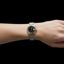 Rolex Datejust Ladies Watch Black Stick Dial Ss & Gold Jubilee