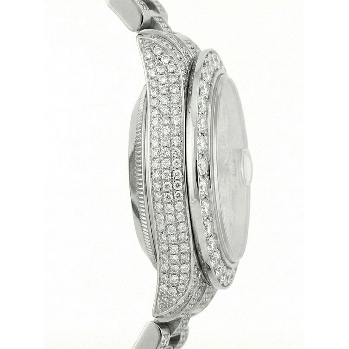 Fine Diamond Rolex 12-ct Stainless Steel – profile view
