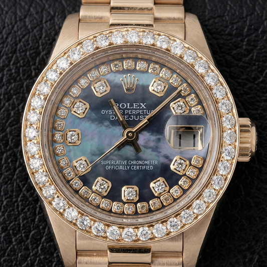 Rolex Datejust Ladies Watch Mother Of Pearl String Diamond Dial Yg