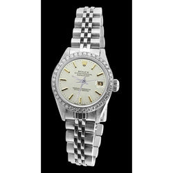 Rolex Datejust Lady Watch Stainless Steel Natural Earth Mined Diamond Bezel White