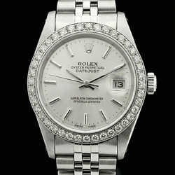 Rolex Datejust Lady Watch Stainless Steel Natural Earth Mined Diamond Bezel White