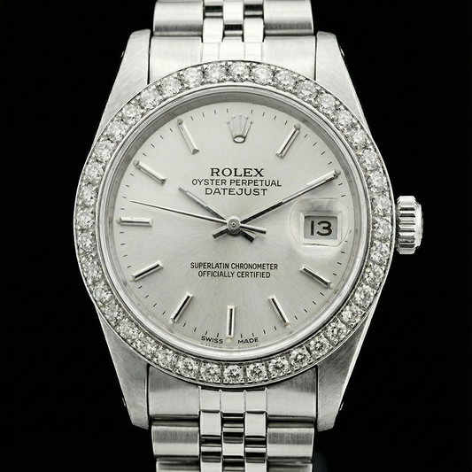 Rolex Datejust Lady Watch Stainless Steel Diamond Bezel White