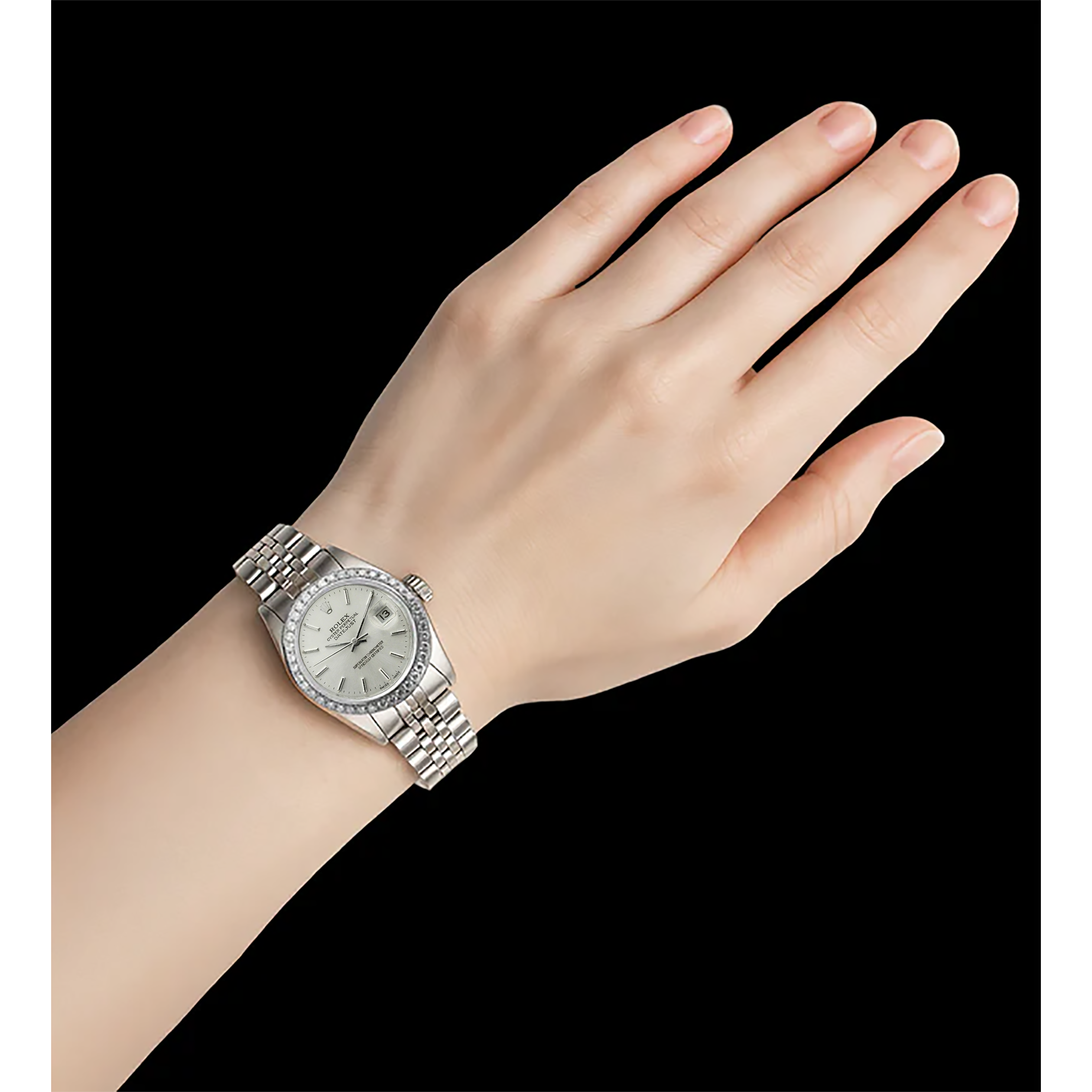 Rolex Datejust Lady Watch Stainless Steel Natural Earth Mined Diamond Bezel White