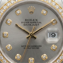 Rolex Datejust Midsize 31 mm Grey Mother of Pearl Natural Earth Mined Diamond Dial Bezel Jubilee Bracelet Watch Ss & Gold