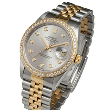 Rolex Datejust Midsize 31 mm Grey Mother of Pearl Natural Earth Mined Diamond Dial Bezel Jubilee Bracelet Watch Ss & Gold