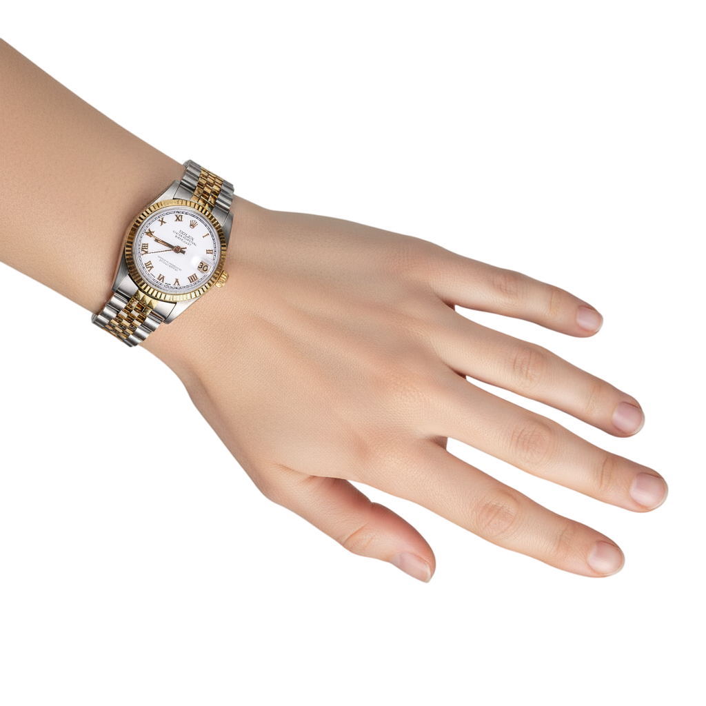 Rolex Datejust Midsize Watch Roman Dial Fluted Bezel Two Tone Jubile P5