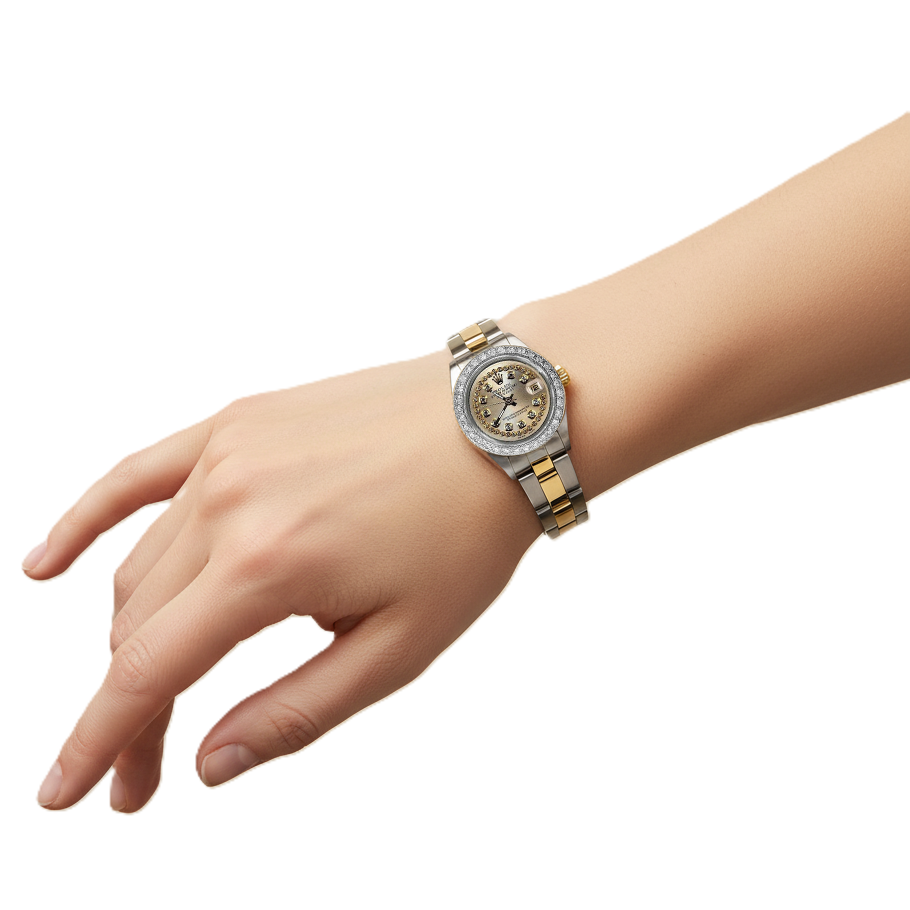 Rolex Datejust Natural Earth Mined Diamond Bezel Two Tone Woman Watch P2