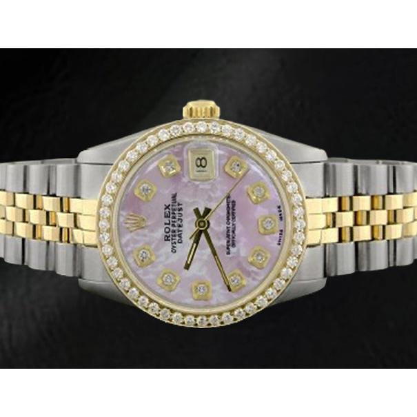Rolex Datejust Pink Mother Of Pearl Diamond Dial 31 mm Two Tone Watch
