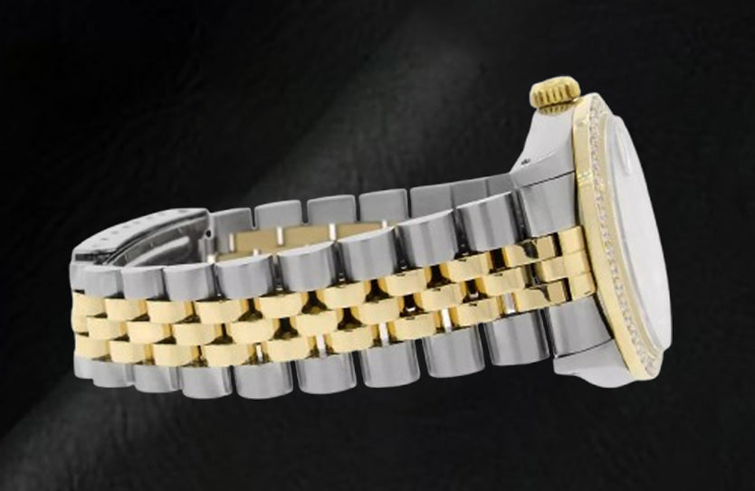 Rolex Datejust Pink Mother Of Pearl Diamond Dial 31 mm Two Tone Watch