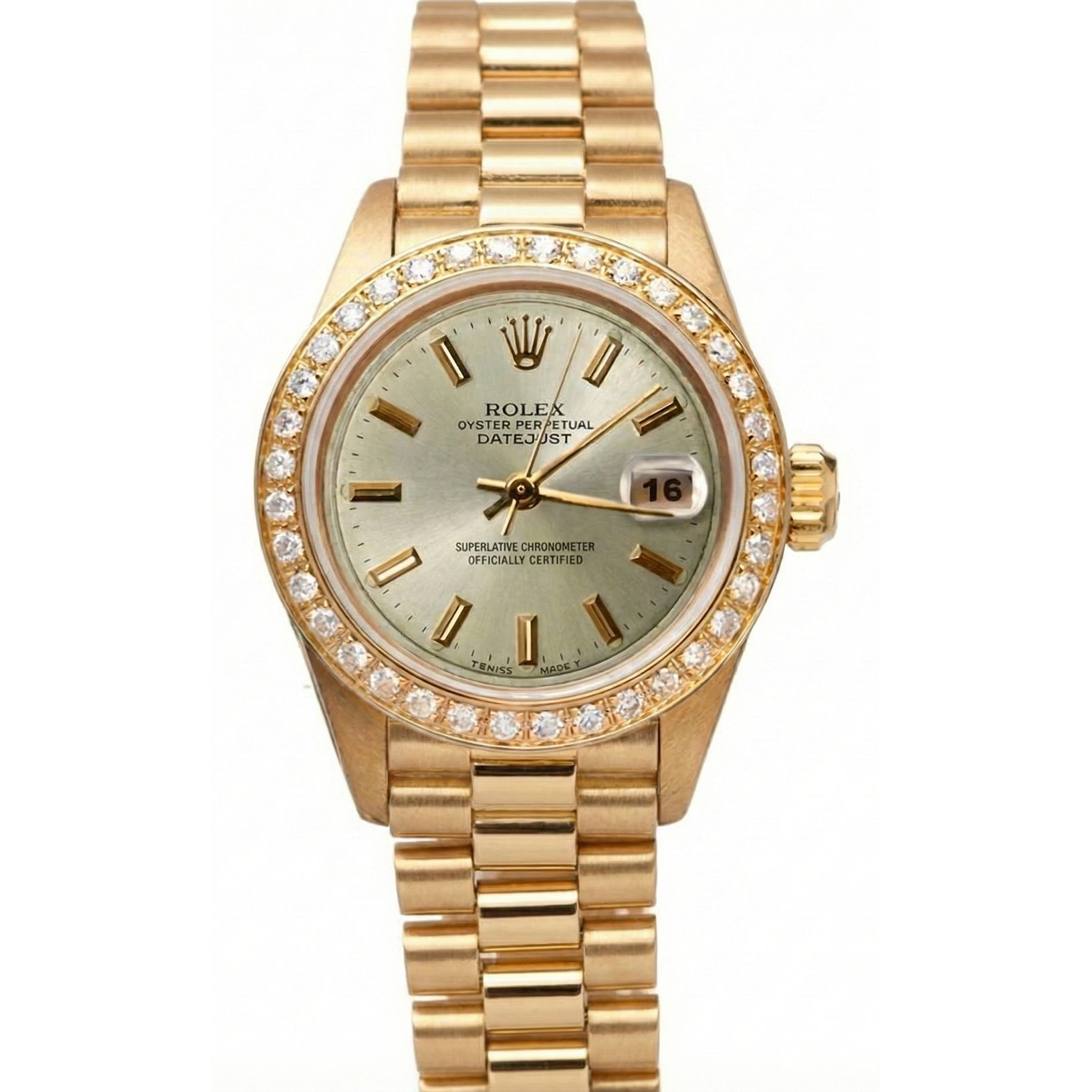 Rolex Datejust President Style Watch Ivory Color Diamond Bezel