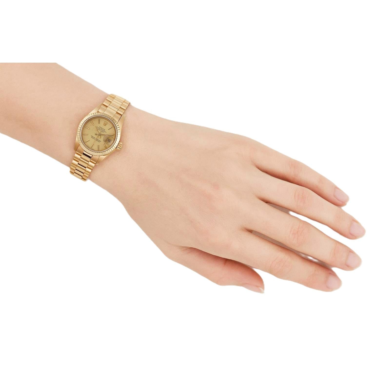 Rolex Datejust President style 26 mm Champagne Dial Yellow Gold Ladies Watch P4