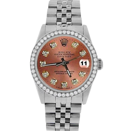 Rolex Datejust Salmon Diamond Dial Bezel 31mm Stainless Steel Watch
