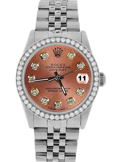 Rolex Datejust Salmon Diamond Dial Bezel 31mm Stainless Steel Watch