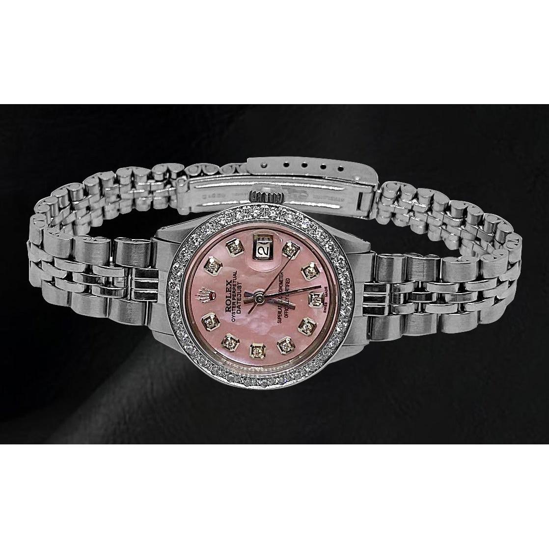 Rolex Datejust Ss Jubilee Bracelet Pink Mop Diamond Dial Ladies Watch
