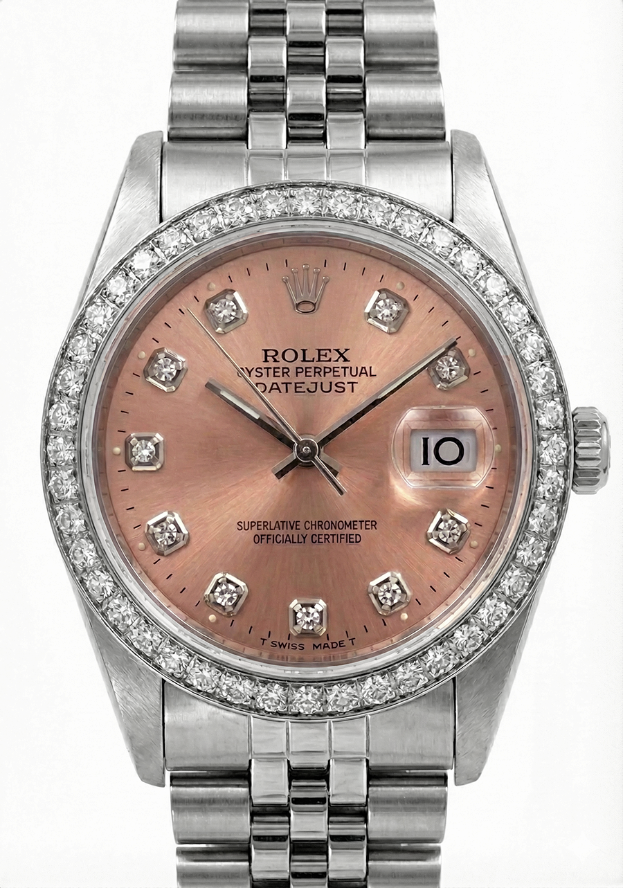 Rolex Datejust Ss Watch Pink Dial  Fg Midsize Rolex Pink Dial Stainless