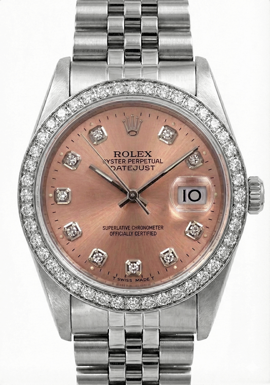 Rolex Datejust Ss Watch Pink Dial  Fg Midsize Rolex Pink Dial Stainless