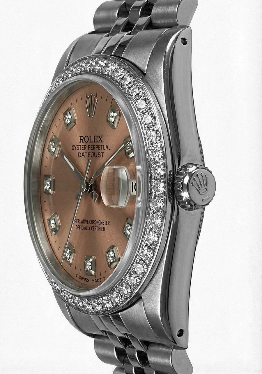 Rolex Datejust Ss Watch Pink Dial  Fg Midsize Rolex Pink Dial Stainless