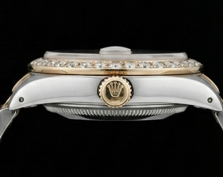 Rolex Datejust Tapestry Natural Earth Mined Diamond Dial Bezel Ladies Watch Ss & Gold