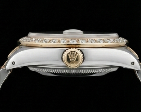 Rolex Datejust Tapestry Natural Earth Mined Diamond Dial Bezel Ladies Watch Ss & Gold