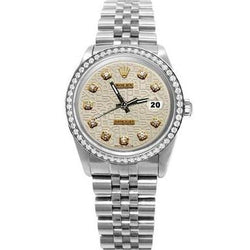 Rolex Datejust Very Fine Men's White Natural Earth Mined Diamond Ss Jubilee Watch QUICK SET