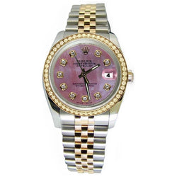 Rolex Datejust Watch Pink Natural Earth Mined Diamond Dial Jubilee Bracelet Two Tone QUICK SET