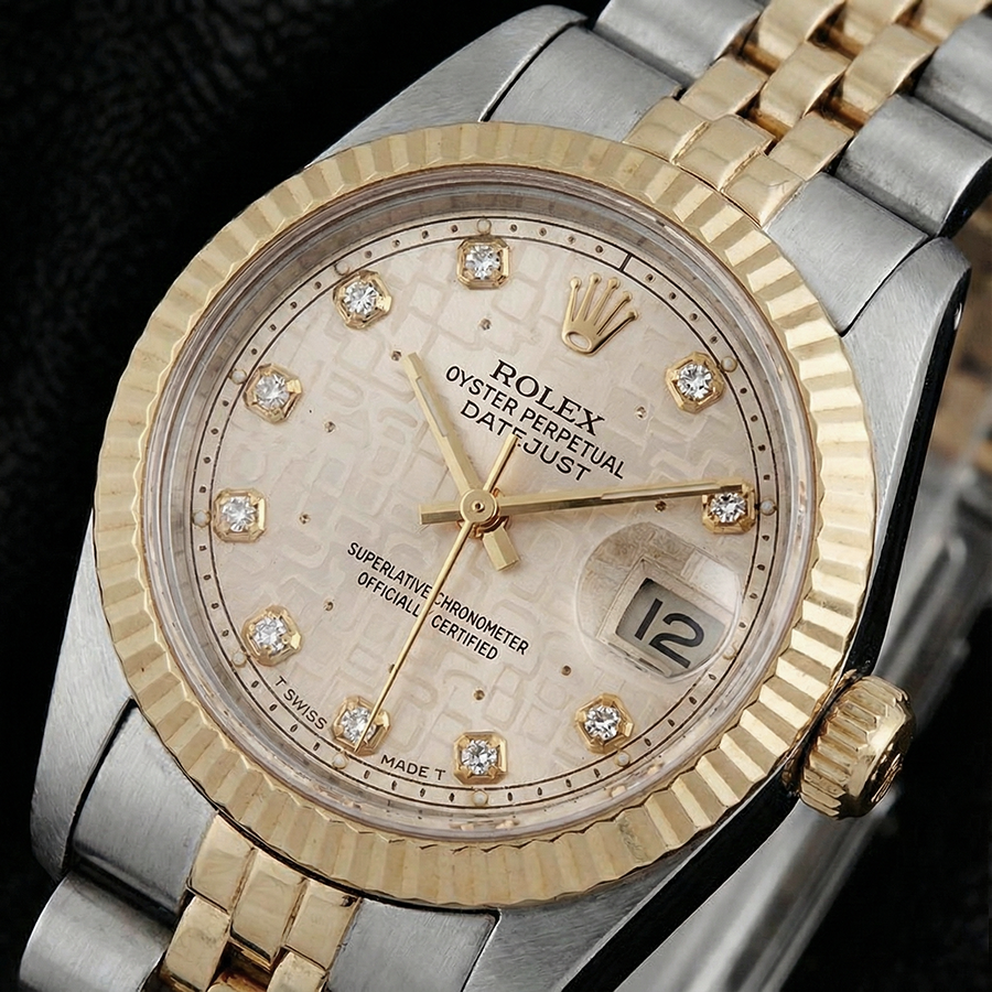 Rolex Datejust Watch Two Tone Diamond Dial Jubilee Style Ivory