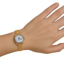 Rolex Datejust Watch Yellow Gold Bracelet Stick Dial Natural Earth Mined Diamond Bezel