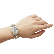 Rolex Datejust White Mop Natural Earth Mined Diamond Dial Lady Watch Bracelet Two Tone P2