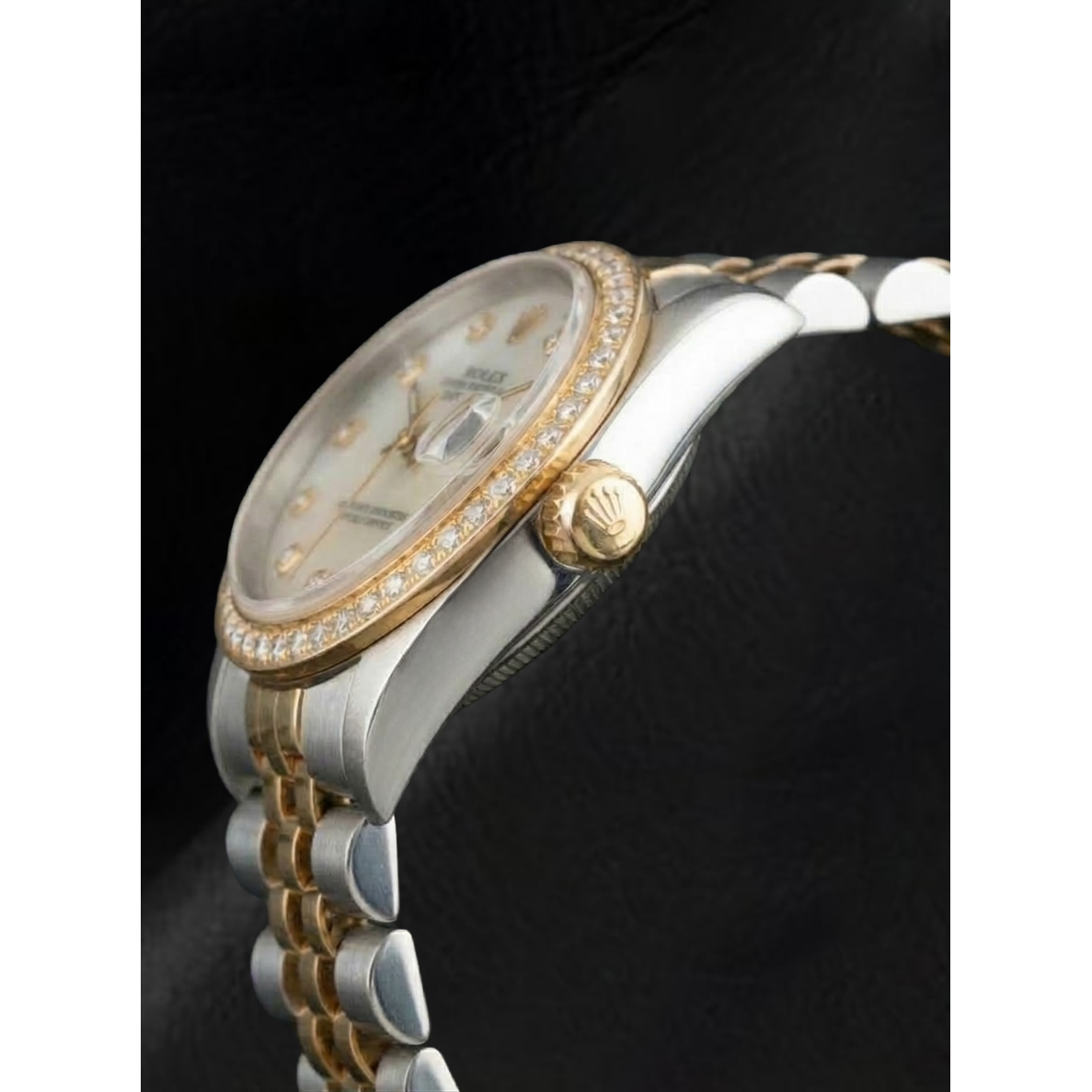 Rolex Datejust Year 2000 White Mother Of Pearl Diamond Dial 31 mm Two Tone Watch